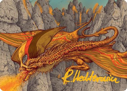 Magmatic Hellkite Art Card (34/54) (Gold-Stamped Signature) (034) [Art Series: Tarkir: Dragonstorm]