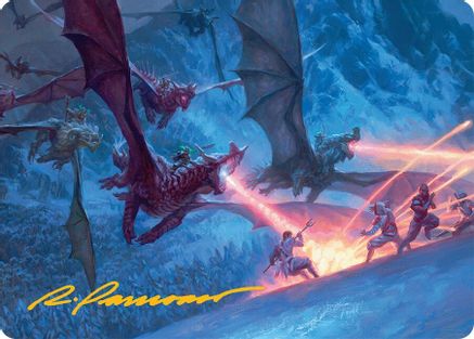Dragonback Assault Art Card (22/54) (Gold-Stamped Signature) (022) [Art Series: Tarkir: Dragonstorm]