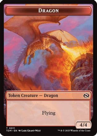 Dragon (0011) // Warrior Double-Sided Token (11 // 13) [Tarkir: Dragonstorm]  Foil