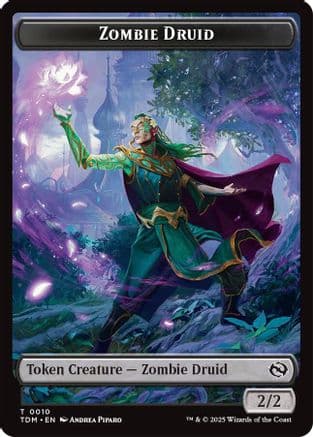 Zombie Druid // Treasure Double-Sided Token (10 // 16) [Tarkir: Dragonstorm]  Foil