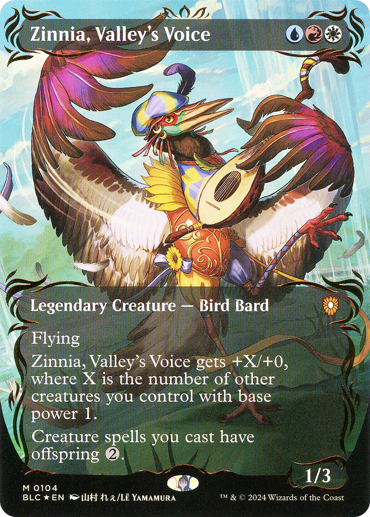 Zinnia, Valley's Voice (Borderless) (Raised Foil) [Bloomburrow Commander]