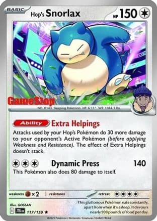 Hop's Snorlax - 117/159 (GameStop) (Cosmos Holo) (117) Holofoil [SV09 Journey Together]