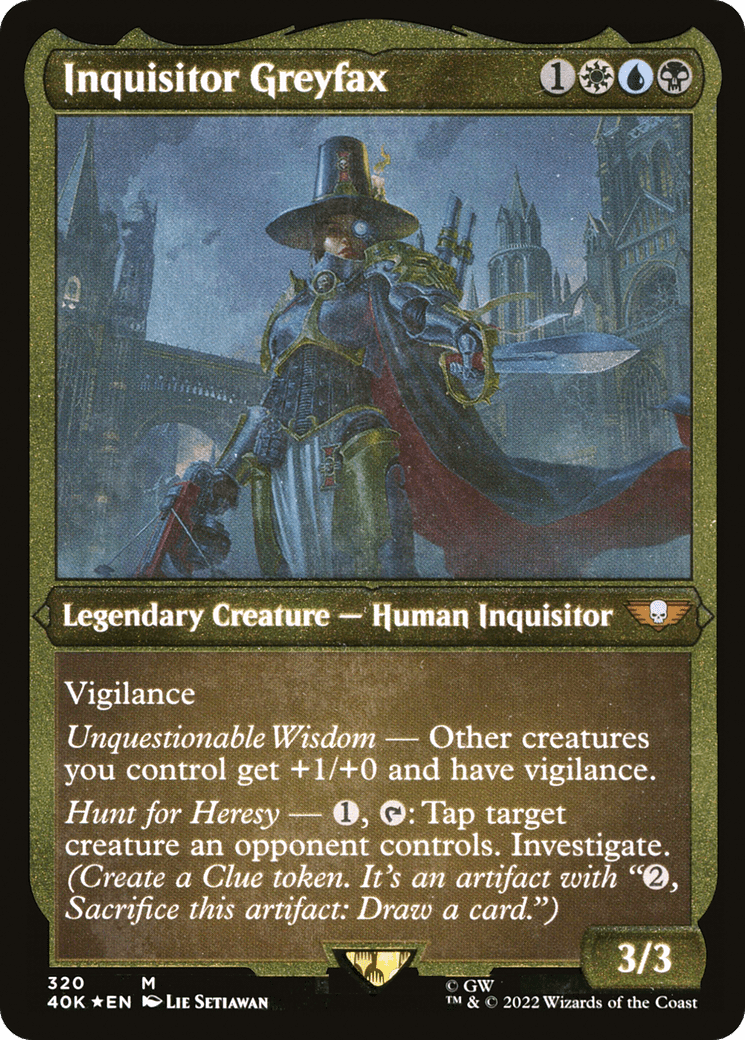 Inquisitor Greyfax (Display Commander) (Foil Etched) - Thick Stock |  Foil (320) [Warhammer 40,000 Commander]