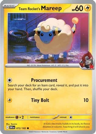Team Rocket's Mareep 072- SV10 Destined Rivals Reverse Holofoil
