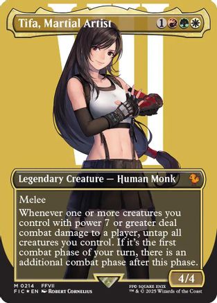 Tifa, Martial Artist (Borderless) (Surge Foil) (214) [Commander: FINAL FANTASY]