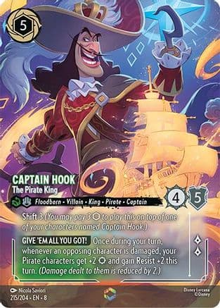 Captain Hook - The Pirate King (Enchanted) | Holofoil (215/204) [Reign of Jafar]
