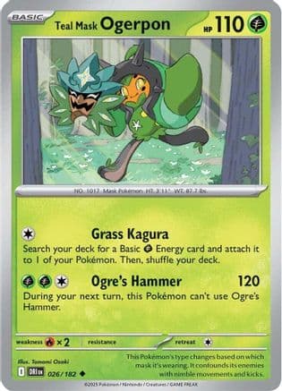 Teal Mask Ogerpon 026- SV10 Destined Rivals Reverse Holofoil