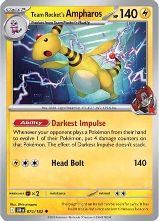 Team Rocket's Ampharos 074- SV10 Destined Rivals