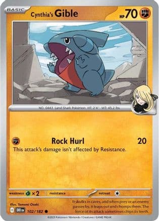 Cynthia's Gible 102- SV10 Destined Rivals Reverse Holofoil