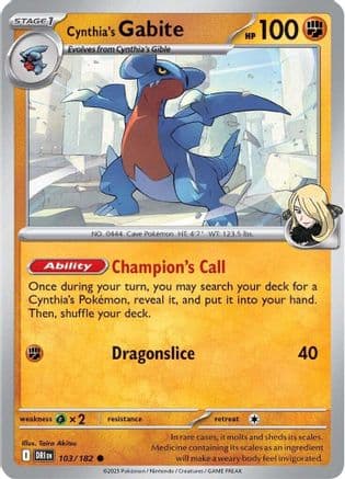 Cynthia's Gabite 103- SV10 Destined Rivals