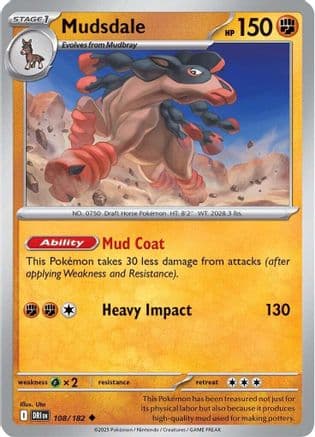 Mudsdale 108- SV10 Destined Rivals Reverse Holofoil