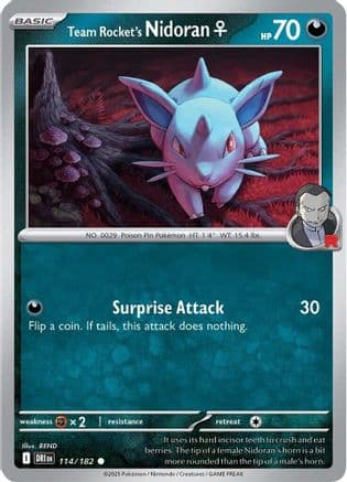 Team Rocket's Nidoran F 114- SV10 Destined Rivals Reverse Holofoil