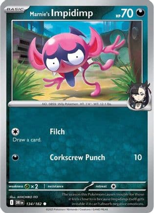 Marnie's Impidimp 134- SV10 Destined Rivals Reverse Holofoil