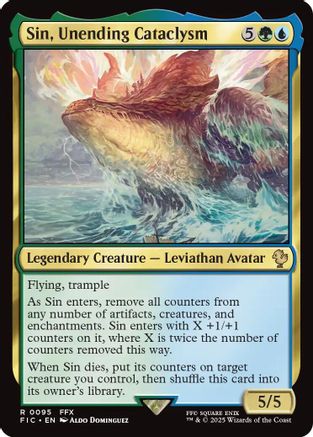 Sin, Unending Cataclysm (Surge Foil) (095) [Commander: FINAL FANTASY]  Foil
