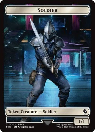 Soldier // Rebel Double-Sided Token (Surge Foil) (2 // 7) [Commander: FINAL FANTASY]  Foil