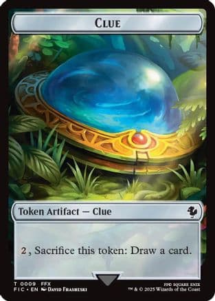 Clue // Treasure Double-Sided Token (Surge Foil) (9 // 36) [Commander: FINAL FANTASY]  Foil