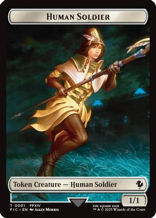 Human Soldier // Hero (0033) Double-Sided Token (Surge Foil) (1 // 33) [Commander: FINAL FANTASY]  Foil