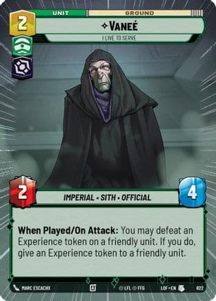 Vanee - I Live to Serve (Hyperspace Foil) | Foil (822)  [Legends of the Force]