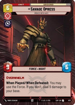 Savage Opress - Imbued With Hate (Hyperspace Foil) | Foil (877)  [Legends of the Force]