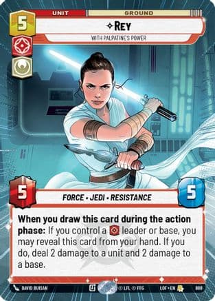 Rey - With Palpatine's Power (Hyperspace Foil) | Foil (888)  [Legends of the Force]