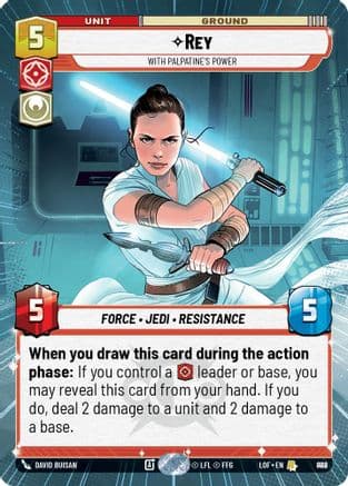 Rey - With Palpatine's Power (Hyperspace Foil) | Foil (888)  [Legends of the Force]