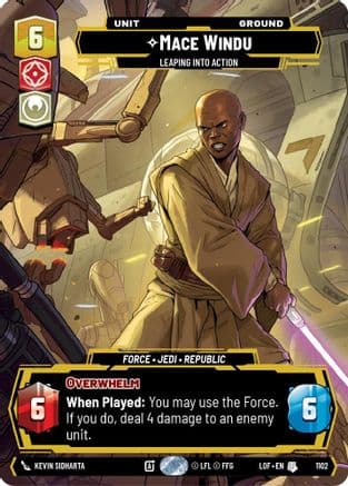 Mace Windu - Leaping into Action (Prestige Foil) | Foil (1102)  [Legends of the Force]