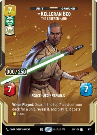 Kelleran Beq - The Sabered Hand (Serialized) | Foil (1132)  [Legends of the Force]