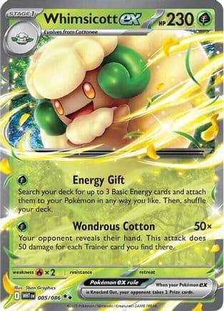 Whimsicott ex 005- SV White Flare Holofoil