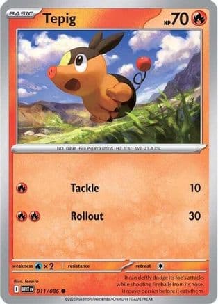 Tepig 011- SV White Flare Reverse Holofoil