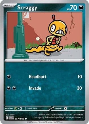 Scraggy 057- SV White Flare Reverse Holofoil