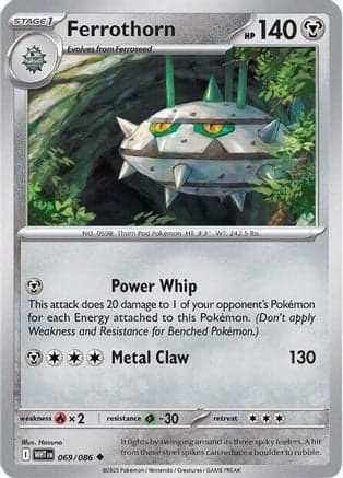 Ferrothorn 069- SV White Flare Reverse Holofoil