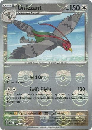 Unfezant (Master Ball Pattern) 073- SV Black Bolt Holofoil