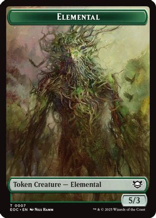 Elemental (0007) // Golem (0014) Double-Sided Token |  Foil (7 // 14) [Commander: Edge of Eternities]
