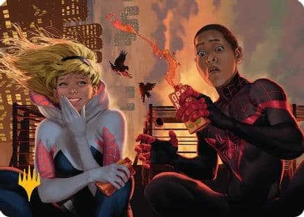 Heroes' Hangout Art Card (Gold-Stamped Planeswalker Symbol) |  (014) [Art Series: Marvel's Spider-Man]