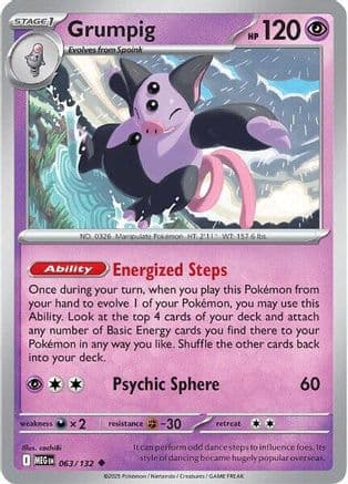 Grumpig 063- ME01 Mega Evolution Reverse Holofoil