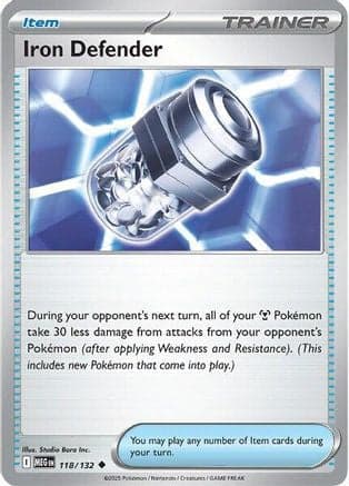 Iron Defender 118- ME01 Mega Evolution Reverse Holofoil
