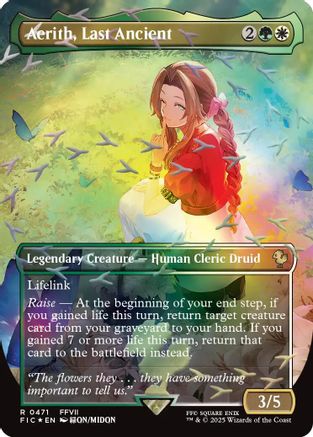 Aerith, Last Ancient (Borderless) (Chocobo Track Foil) |  Foil (471) [Commander: FINAL FANTASY]