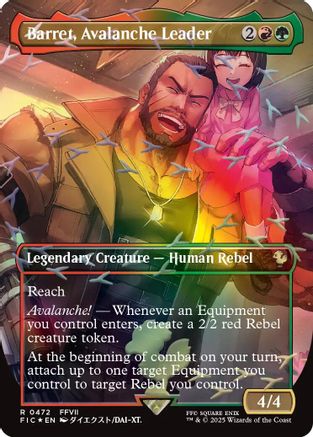 Barret, Avalanche Leader (Borderless) (Chocobo Track Foil) |  Foil (472) [Commander: FINAL FANTASY]