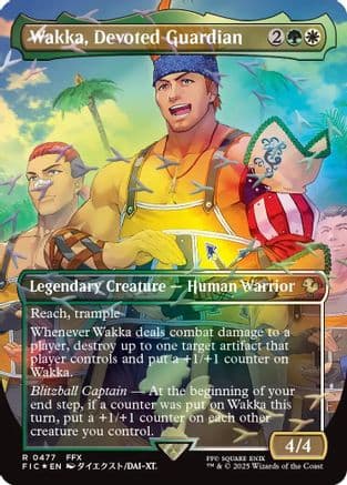 Wakka, Devoted Guardian (Borderless) (Chocobo Track Foil) |  Foil (477) [Commander: FINAL FANTASY]