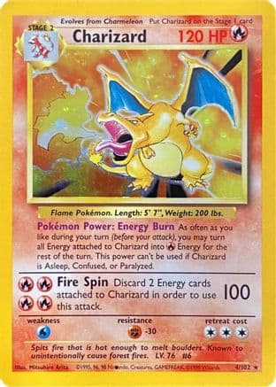 Charizard (Black Dot Error) 004- Base Set Holofoil