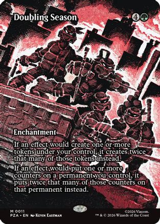 Doubling Season (Borderless) |  Foil (011) [Teenage Mutant Ninja Turtles Eternal-Legal]