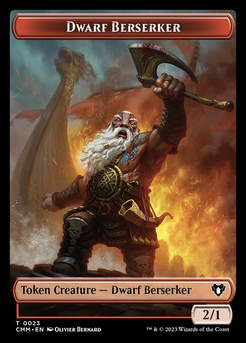 Bird // Dwarf Berserker Double-Sided Token [Commander Masters Tokens] Foil
