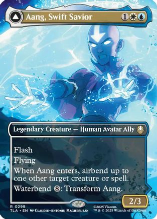 Aang, Swift Savior (0298) (Borderless) |  Foil (298) [Avatar: The Last Airbender]