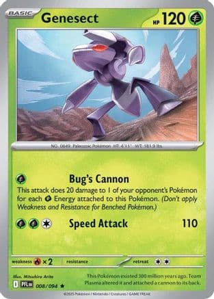 Genesect 008- ME02 Phantasmal Flames Reverse Holofoil