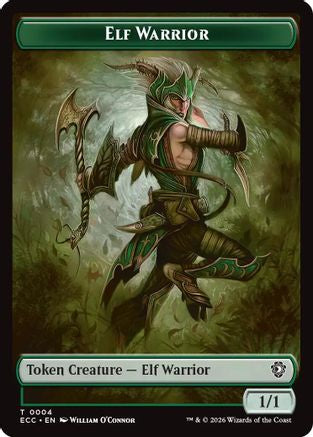 Elf Warrior (0004) // Plant (0005) Double-Sided Token |  Foil (4 // 5) [Commander: Lorwyn Eclipsed]