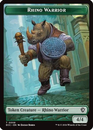 Rhino Warrior // Elemental (0010) Double-Sided Token |  Foil (6 // 10) [Commander: Lorwyn Eclipsed]