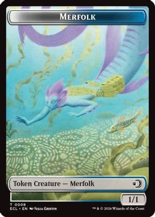 Merfolk // Worm Double-Sided Token |  Foil (8 // 9) [Lorwyn Eclipsed]