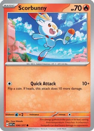 Scorbunny 036/217 - ME Ascended Heroes Reverse Holofoil