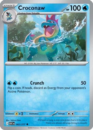 Croconaw 042- ME Ascended Heroes Reverse Holofoil