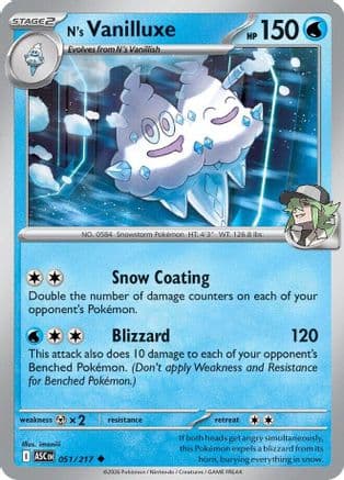 N's Vanilluxe 051- ME Ascended Heroes Reverse Holofoil